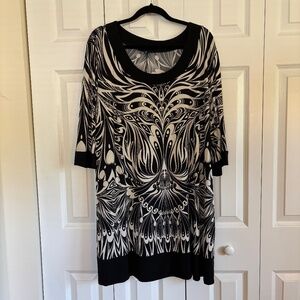 Tiana B dress black & white graphic print elbow length sleeve Size 2X
